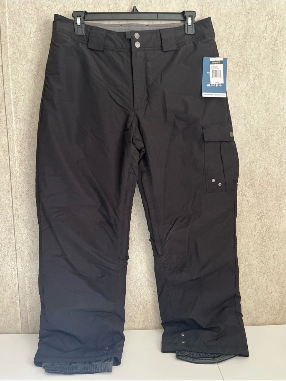 White Sierra Ski Pants Black Waterproof Toboggan Outdoor snow warm Ladies XL New